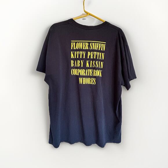 Vintage 90s Nirvana 1992 Smiley T-Shirt Yellow Black 2-sided Grunge Kobain L/XL - Picture 6 of 7